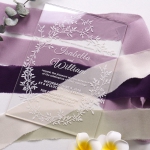 Elegant rustic acrylic wedding invitations, spring summer, mauve invite  WS195