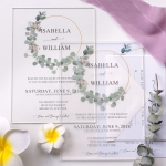 Rustic greenery wreath acrylic wedding invitation, spring, minimalist invite, simple wedding invite WS196