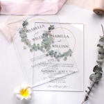 Rustic greenery wreath acrylic wedding invitation, spring, minimalist invite, simple wedding invite WS196