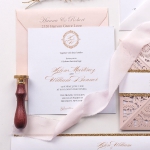 Blush and gold laser cut wedding invite, elegant wedding invite, belly band WS198 