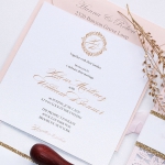 Blush and gold laser cut wedding invite, elegant wedding invite, belly band WS198 