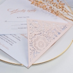 Blush and gold laser cut wedding invite, elegant wedding invite, belly band WS198 