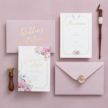 Elegant tropical blush and gold wedding invite, watercolor wedding invite, foil wedding invite WS199