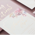 Elegant tropical blush and gold wedding invite, watercolor wedding invite, foil wedding invite WS199