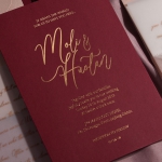 Elegant foil wedding invite, burgundy and ivory, vintage invite WS200