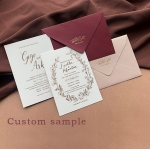 Elegant foil wedding invite, burgundy and ivory, vintage invite WS200