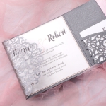 Elegant gray and blush laser cut pocket wedding invitation WS209