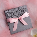 Elegant gray and blush laser cut pocket wedding invitation WS209