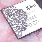 Elegant gray and blush laser cut pocket wedding invitation WS209