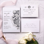  Romantic laser cut all in one wedding invite with pocket, gray invite WS210