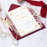 Luxury gold ivory wedding invitation, romantic wedding invitation fall and winter WS213