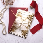 Luxury gold ivory wedding invitation, romantic wedding invitation fall and winter WS213