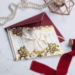 Luxury gold ivory wedding invitation, romantic wedding invitation fall and winter WS213