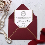 Elegant burgundy and gold laser cut wedding invitation, monogrammed wedding invite, royal wedding invite WS214