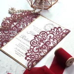Elegant burgundy and gold laser cut wedding invitation, monogrammed wedding invite, royal wedding invite WS214