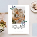 Romantic save the date card with photos STD009