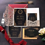 Romantic gold glittering wedding invitation royal, fall and winter, vintage wedding WS218