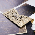 Romantic gold glittering wedding invitation royal, fall and winter, vintage wedding WS218