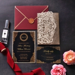 Romantic gold glittering wedding invitation royal, fall and winter, vintage wedding WS218