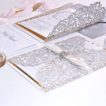 Silver glittering and gold mirror wedding invite, wonderland wedding invite WS219