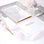 Silver glittering and gold mirror wedding invite, wonderland wedding invite WS219