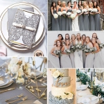 Silver glittering and gold mirror wedding invite, wonderland wedding invite WS219