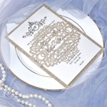 Simple laser cut wedding invite with royal pattern design WS220