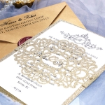 Simple laser cut wedding invite with royal pattern design WS220