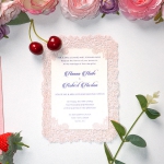 Blush laser cut wedding invite, simple and affordable wedding invite elegant WS221
