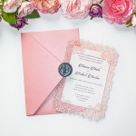 Blush laser cut wedding invite, simple and affordable wedding invite elegant WS221