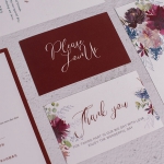 Boho style watercolor wedding invite burgundy colors, fall and winter weddings, rustic wedding invite WS227