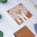 Unique rustic laser cut wedding invite, fold wedding invite, barn wedding WS228