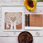 Unique rustic laser cut wedding invite, fold wedding invite, barn wedding WS228