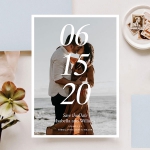 Romantic save the date magnet with engagement photos STD014
