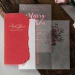 Rose gold acrylic wedding invitations, vellum wrap with watercolor flowers  WS230