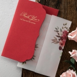 Rose gold acrylic wedding invitations, vellum wrap with watercolor flowers  WS230