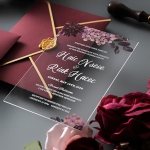 Burgundy rustic floral acrylic wedding invitation WS241