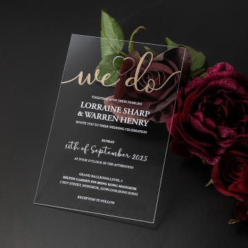Rustic and elegant acrylic and vellum wedding invite, foil wedding invite  WS242