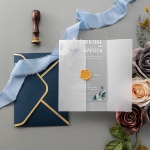 Simple rustic floral acrylic wedding invite with blush and blue hues, spring and summer weddings, fall weddings WS244