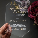Bohemian floral vellum wedding invite, unique irregular acrylic wedding invitations, gold, plum and mauve, fall and winter wedding WS246