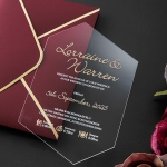 Bohemian floral vellum wedding invite, unique irregular acrylic wedding invitations, gold, plum and mauve, fall and winter wedding WS246