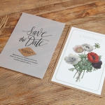 Romantic and rustic vellum save the date with twine and tag, craft paper lining invite STD016