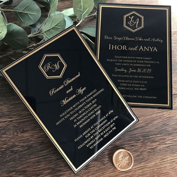 Acrylic Wedding Invitation, Elegant Black Wedding Invitations, Unique  Invites, Real Foil, Acrylic Invite, Invitation Card 