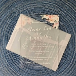 Blush floral rustic acrylic wedding invitations, clear country wedding invitations  WS252