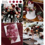 Elegant vintage burgundy watercolor wedding invitations, fall or winter weddings, rustic wedding invites WS258