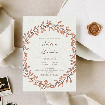 Minimalist modern rustic letterpress wedding invitation WS262