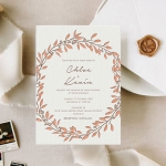 Minimalist modern rustic simple cheap wedding invite, letterpress wedding invite WS262