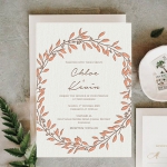 Minimalist modern rustic simple cheap wedding invite, letterpress wedding invite WS262