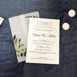 Elegant rustic green and white wedding invitations, vellum wedding invitations, floral wedding invitations WS264