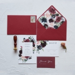 Burgundy and blush watercolor floral wedding invitations with rsvp cards WS269